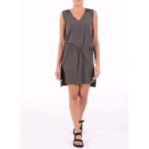 Indygena Burok Quick Dry High Low Draw-string Tie Waist Stretch Dress S/P Brown